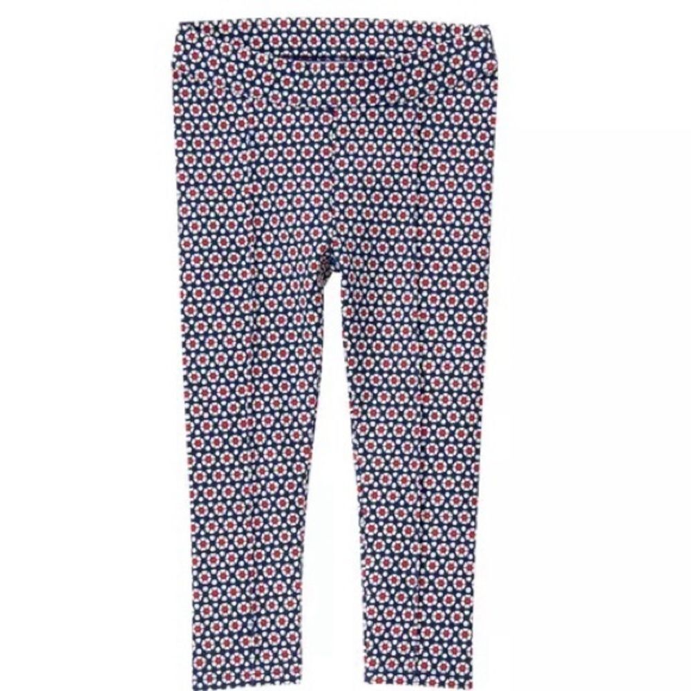 Janie and Jack Girls Toddler Kids Blue & Red Geo Ponte Pull-On Pants. 3. 3T.